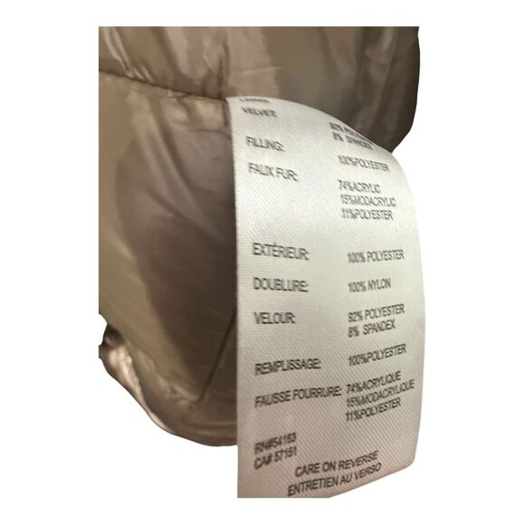 Calvin Klein Womens Faux Fur Trim Hooded Full Zipper Puffer Jacket Brown Size S - Picture 9 of 9